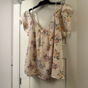 Alice Blue floral cold shoulder top